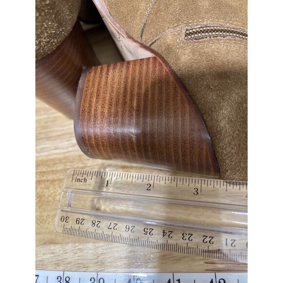 Soludos Suede Block Heel Brown Booties Round Toe Women’s 6 - Picture 13 of 14